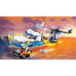 Sluban Policie Loď, vrtulník a zloděj v člunu