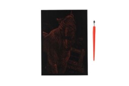 Škrabací obrázek měděný Kůň 12,5x18cm
