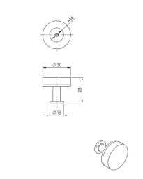 Knop Mewo ořech-černá matná