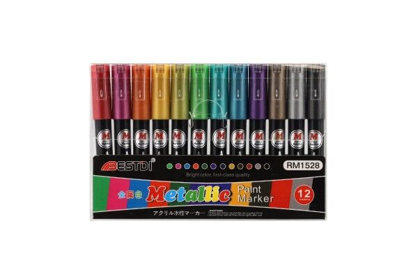  Fixy Akrylové metalické 12ks hrot 4mm 