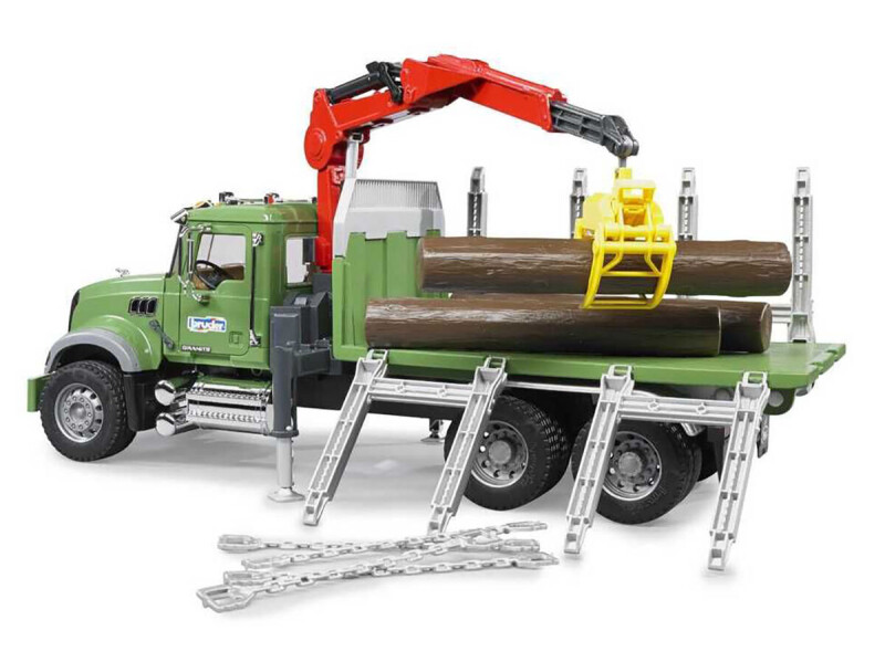 Bruder MACK Granit Přepravník na dřevo s hydraulickou rukou 1:16