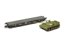 SDV Plošinový vůz Sammp 10 s tankem T-54/55 ČSD 1:120