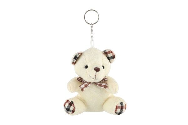 Přívěsek medvídek sedící plyš 10cm bílý