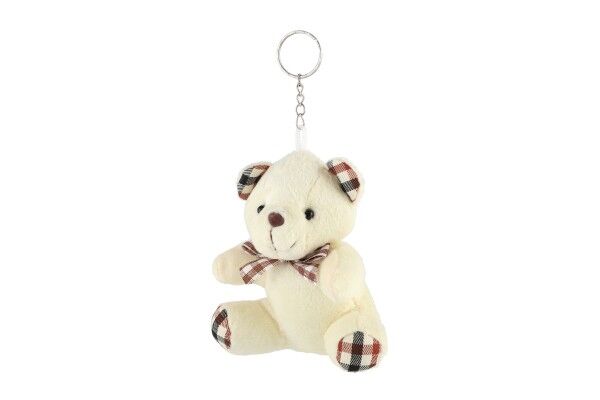 Přívěsek medvídek sedící plyš 10cm bílý