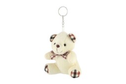 Přívěsek medvídek sedící plyš 10cm bílý