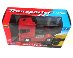 Welly Scania V8 R730 1:64 červená