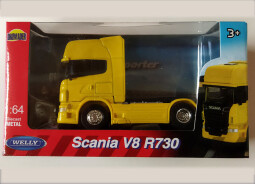 Welly Tahač Scania V8 R730 1:64 žlutá