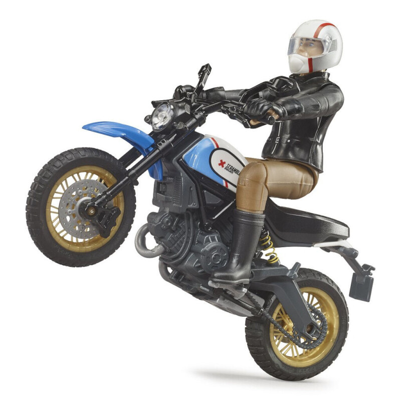 Bruder BWORLD Motocykl Scrambler Ducati Cafe Racer s jezdcem 1:16 