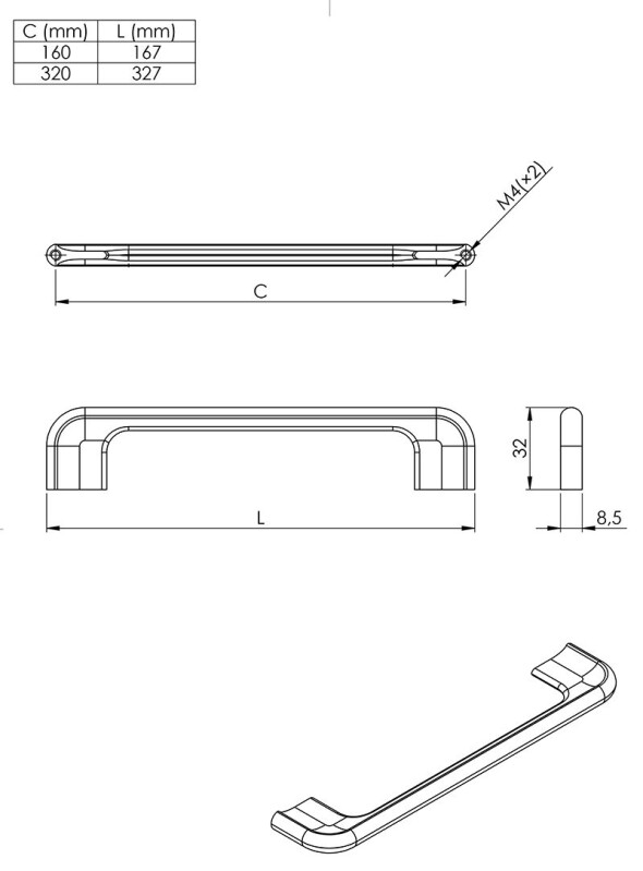 Úchytka Tonk Nikl broušený