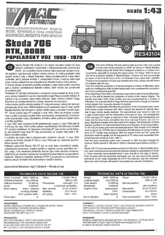 MAC Škoda 706 RTK BOBR 1:43