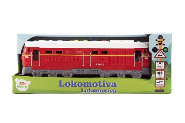 Lokomotiva plast 35cm na baterie červená