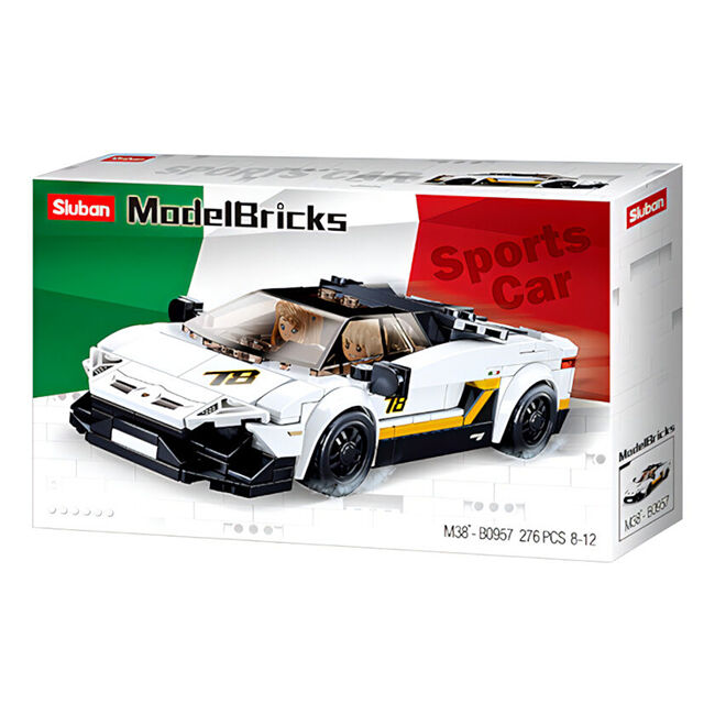 Sluban Model Bricks Bílý italský sporťák