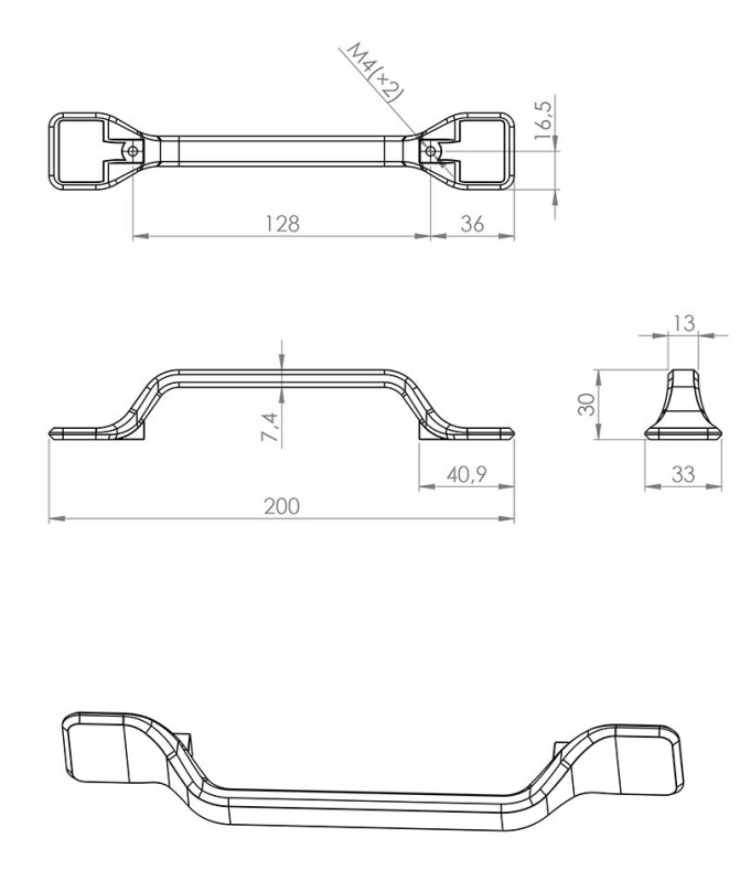 Úchytka Bones 128 staročerná