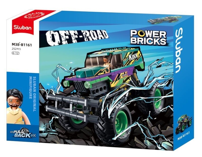 Sluban Power Bricks Natahovací auto Bigfoot Green-Purple Speed ​​​​Kixx