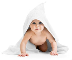Dětská froté osuška s kapuckou 80x80cm bílá