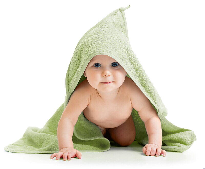Dětská froté osuška s kapuckou 80x80cm sv.zelená