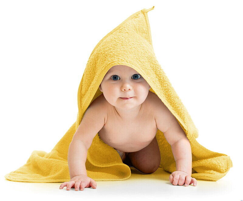 Dětská froté osuška s kapuckou 80x80cm žlutá