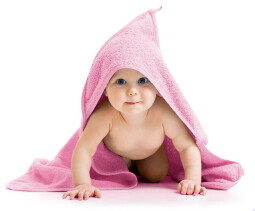Dětská froté osuška s kapuckou 80x80cm růžová