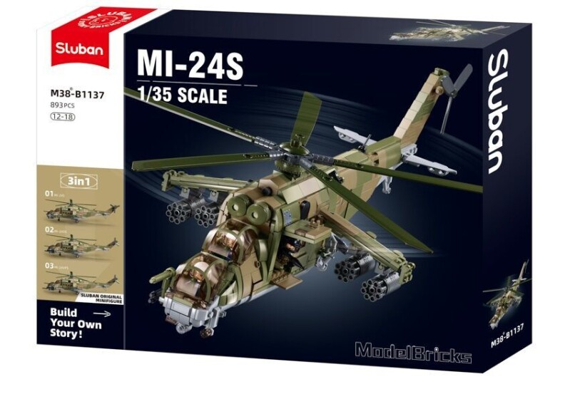 Sluban Model Bricks Bojový vrtulník MI-24S