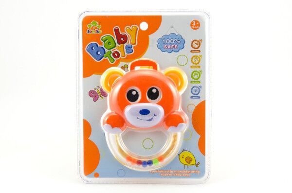 Chrastítko medvídek plast oranžové