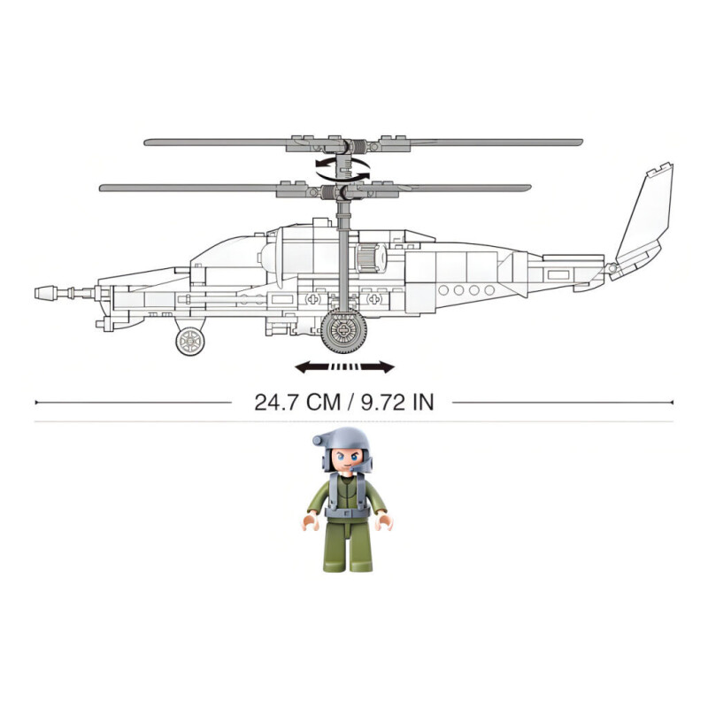 Sluban Model Bricks Bojový vrtulník Ka-50 Black Shark