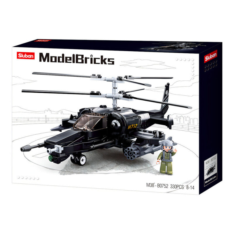 Sluban Model Bricks Bojový vrtulník Ka-50 Black Shark