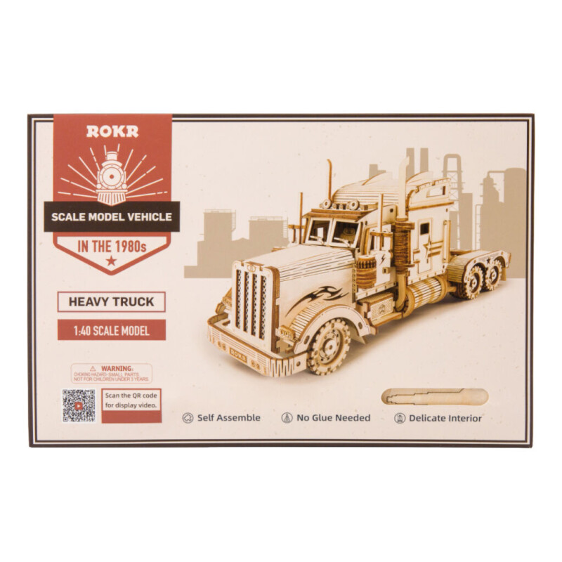 RoboTime dřevěné 3D puzzle Americký tahač