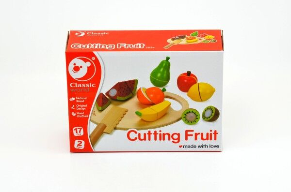 Ovoce krájecí s prkénkem dřevo 17ks