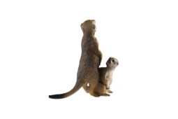 Zooted Surikata s mládětem 8cm tmavě hnědá